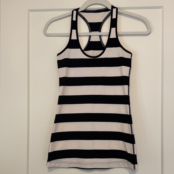 Lululemon Athletica Black and White Striped Tank Top - Picture 1 of 4